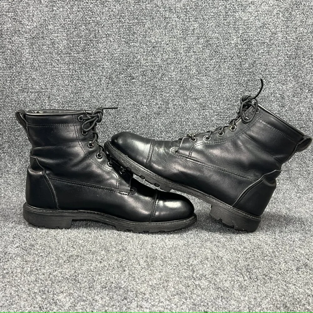 Harley Davidson Motorcycle Boots Mens Size 10 Black Leather Vintage Cap Toe Moto